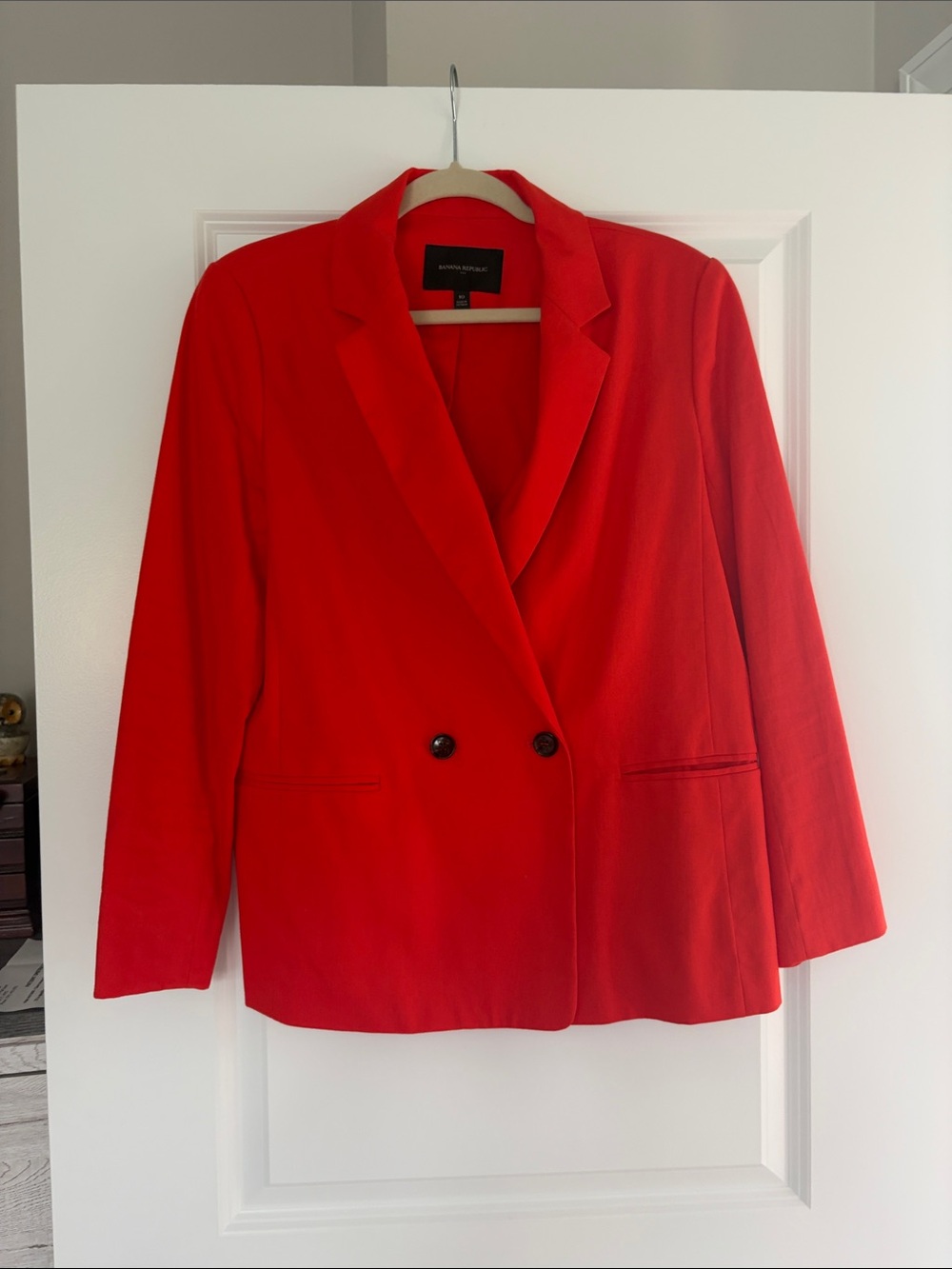 Banana Republic Bright Orange Red Double-Breasted Blazer